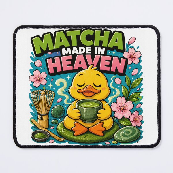 Item preview, Matcha Made in Heaven - Cute Zen Duck & Cherry Blossom Art designed and sold by BrewmarkStudio.