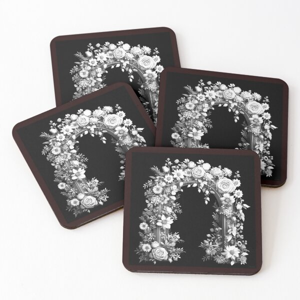 Item preview, Black and White Floral Arch | Elegant Botanical Frame Art designed and sold by inkoutninja.