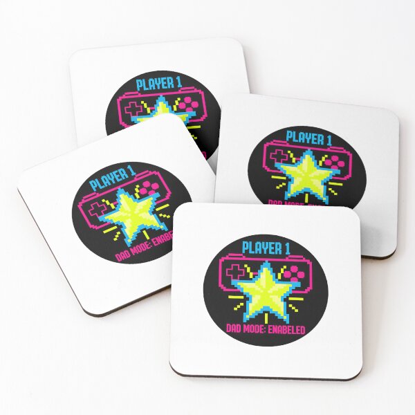 Item preview, Player 1 Dad Mode Enabled Retro Gamer Neon Pixel Sticker designed and sold by FestivityFinds.