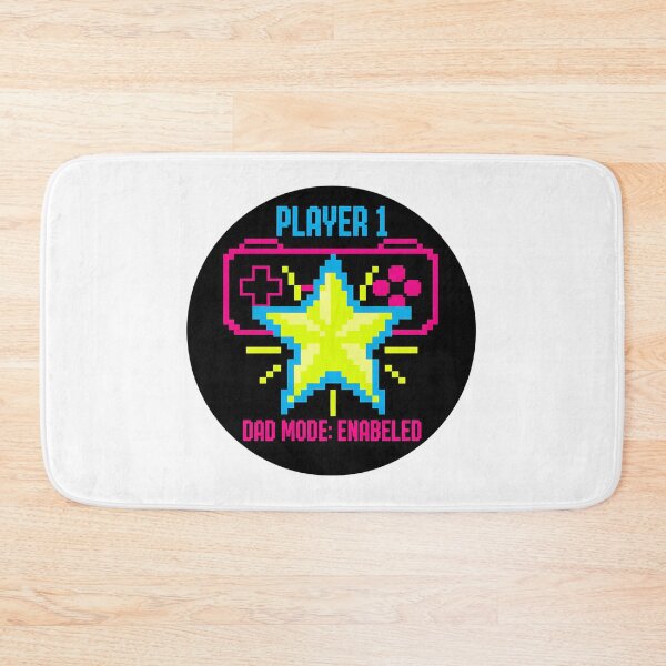 Item preview, Player 1 Dad Mode Enabled Retro Gamer Neon Pixel Sticker designed and sold by FestivityFinds.