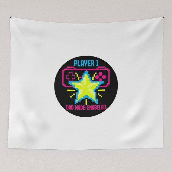 Item preview, Player 1 Dad Mode Enabled Retro Gamer Neon Pixel Sticker designed and sold by FestivityFinds.