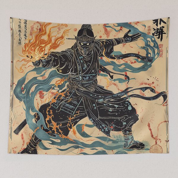 Item preview, A Japanese sorcerer casting a spell designed and sold by whiteblackcat.
