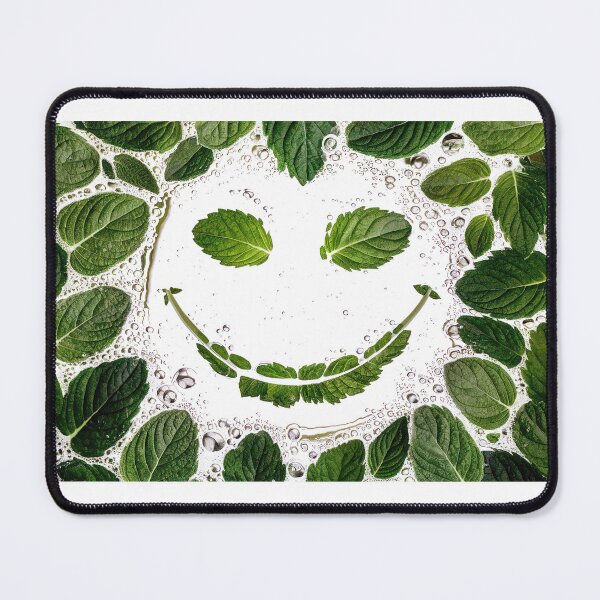 Item preview, Happy smile made of mint leaves on white milk designed and sold by ArtEventET.