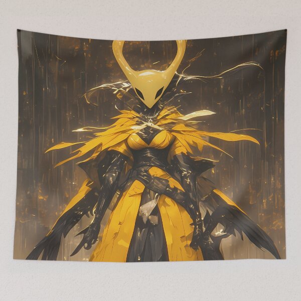 Item preview, Hornet Hollow Knight Yellow Cloak Rain Forest Gold Glow Silhouette designed and sold by TanglenRabbit.