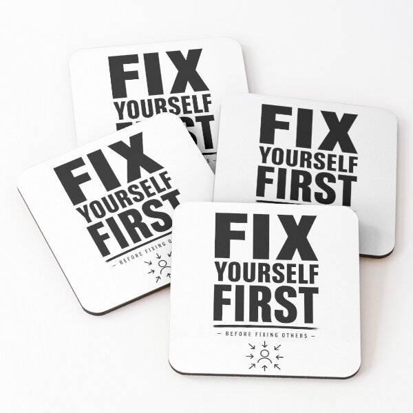 Item preview, Fix Yourself First Quote Minimalist Bold Typography Self Improvement Design designed and sold by Lovestickerco.