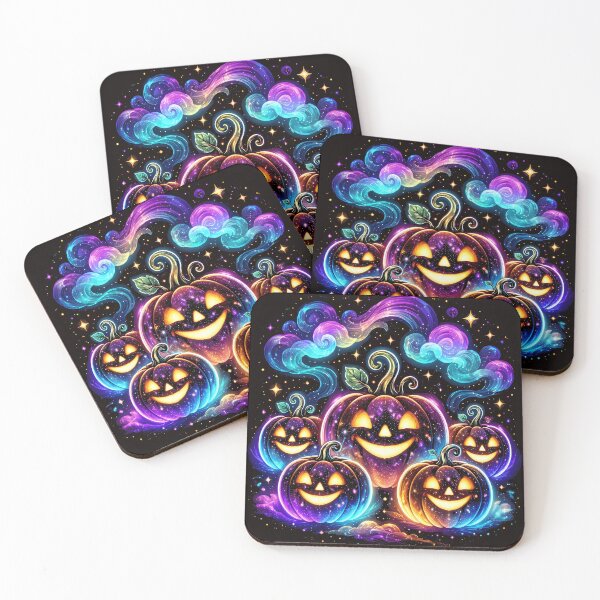 Item preview, Glowing Galaxy Jack O' Lantern Halloween Pumpkin Trio designed and sold by LayercraftArt.