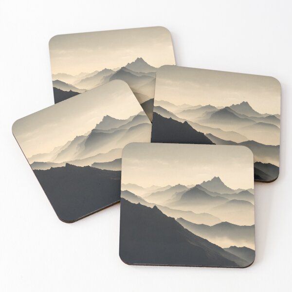 Item preview, Silhouette Charcoal and Universal Khaki Misty Mountains designed and sold by Glitchart66.