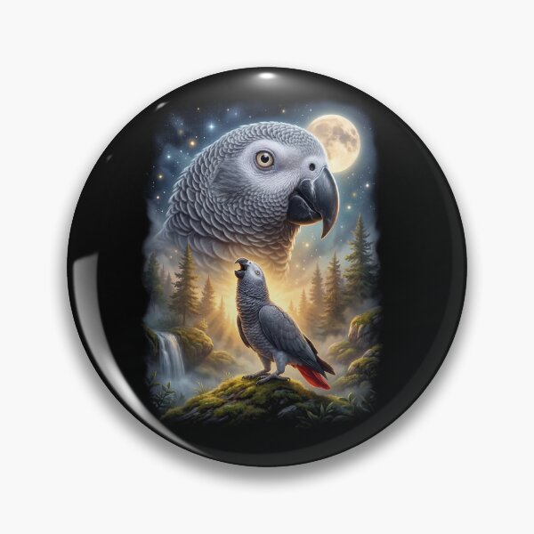 Item preview, Funny African Grey Howling Moon Art Parrot Lover designed and sold by DoodleTortle.