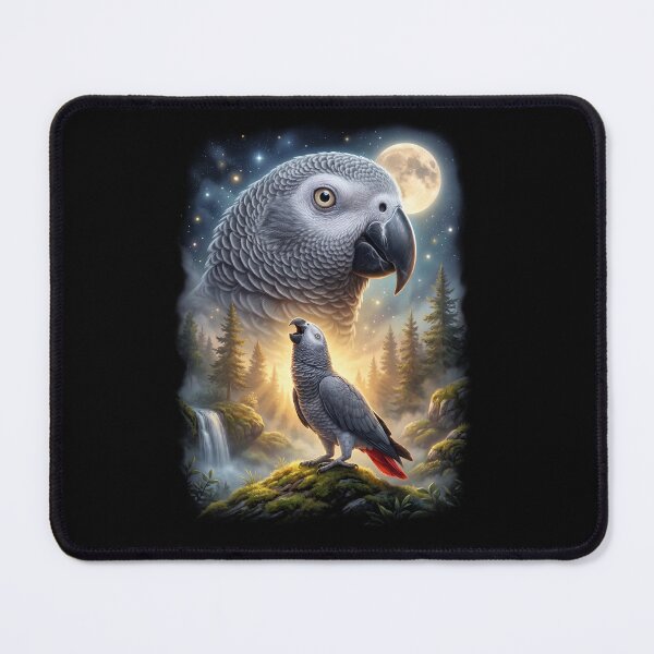 Item preview, Funny African Grey Howling Moon Art Parrot Lover designed and sold by DoodleTortle.