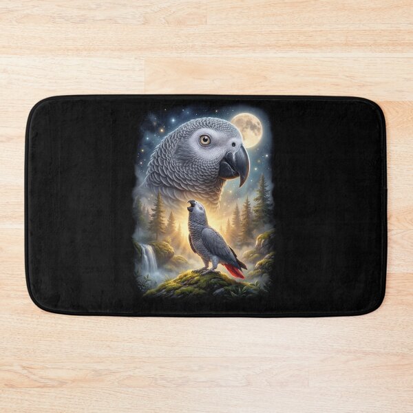 Item preview, Funny African Grey Howling Moon Art Parrot Lover designed and sold by DoodleTortle.