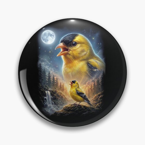 Item preview, Funny American Goldfinch Howling Moon Art Bird Lover Birding designed and sold by DoodleTortle.