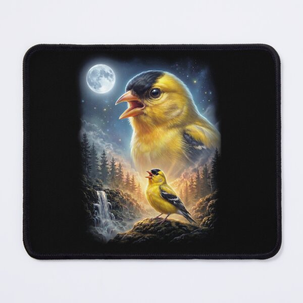 Item preview, Funny American Goldfinch Howling Moon Art Bird Lover Birding designed and sold by DoodleTortle.