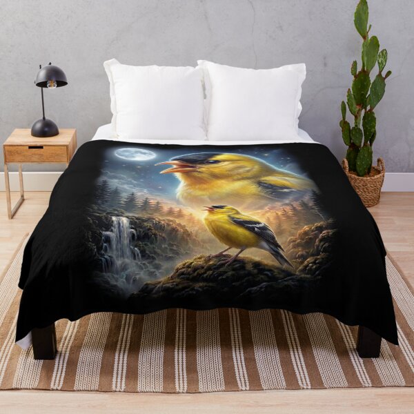 Item preview, Funny American Goldfinch Howling Moon Art Bird Lover Birding designed and sold by DoodleTortle.