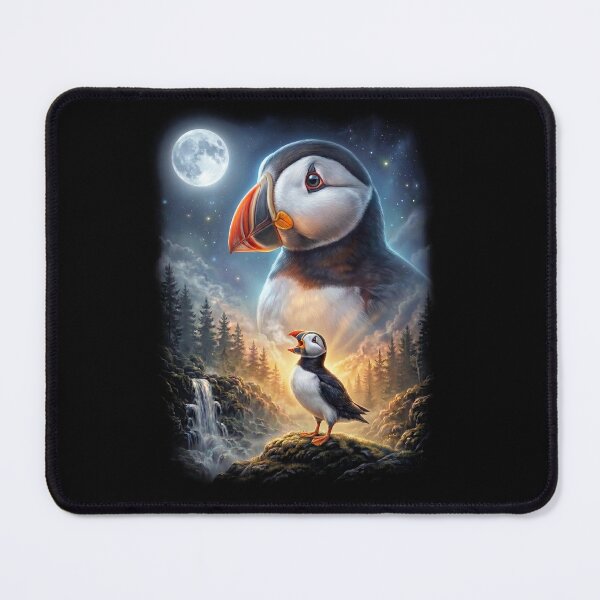 Item preview, Funny Atlantic Puffin Howling Moon Art Bird Lover Birding designed and sold by DoodleTortle.