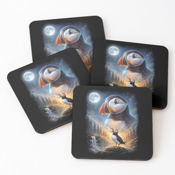Item preview, Funny Atlantic Puffin Howling Moon Art Bird Lover Birding designed and sold by DoodleTortle.