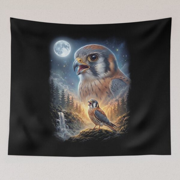 Item preview, Funny American Kestrel Howling Moon Art Bird Lover Birding designed and sold by DoodleTortle.