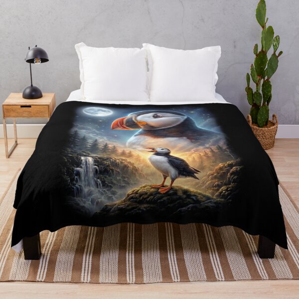 Item preview, Funny Atlantic Puffin Howling Moon Art Bird Lover Birding designed and sold by DoodleTortle.