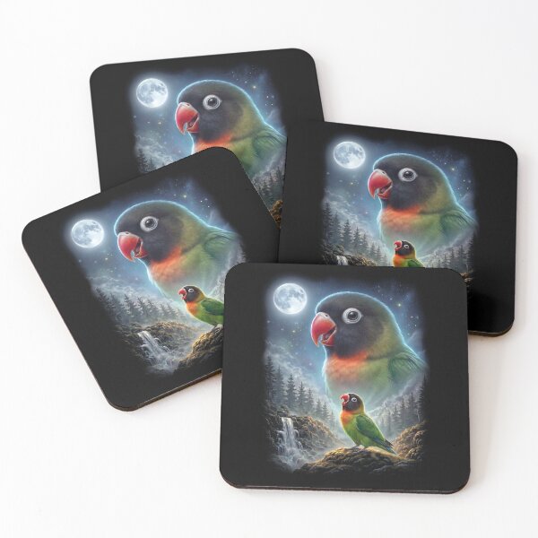 Item preview, Funny Black cheeked Lovebird Howling Moon Art Parrot Lover designed and sold by DoodleTortle.