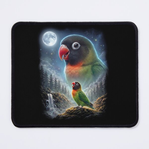 Item preview, Funny Black cheeked Lovebird Howling Moon Art Parrot Lover designed and sold by DoodleTortle.