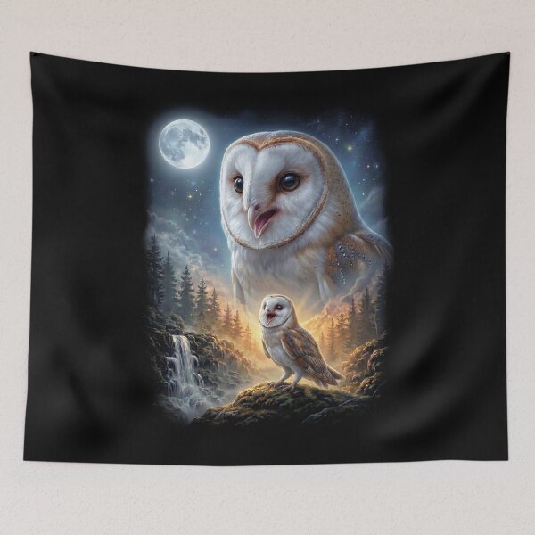 Item preview, Funny Barn Owl Howling Moon Art Bird Lover Birding designed and sold by DoodleTortle.