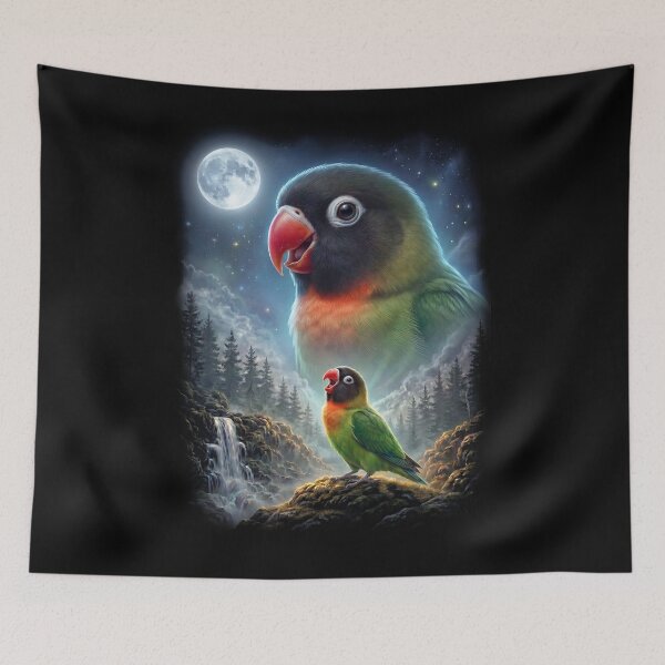 Item preview, Funny Black cheeked Lovebird Howling Moon Art Parrot Lover designed and sold by DoodleTortle.