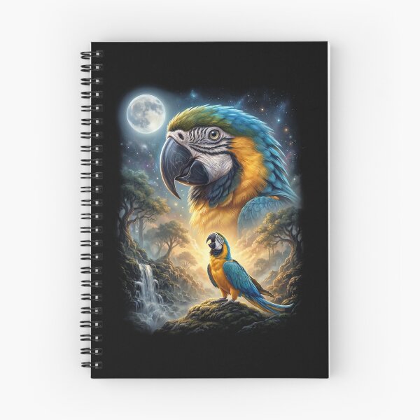 Item preview, Funny Blue and Gold Macaw Howling Moon Art Parrot Lover designed and sold by DoodleTortle.