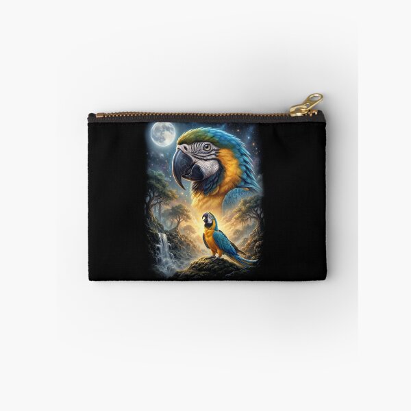 Item preview, Funny Blue and Gold Macaw Howling Moon Art Parrot Lover designed and sold by DoodleTortle.