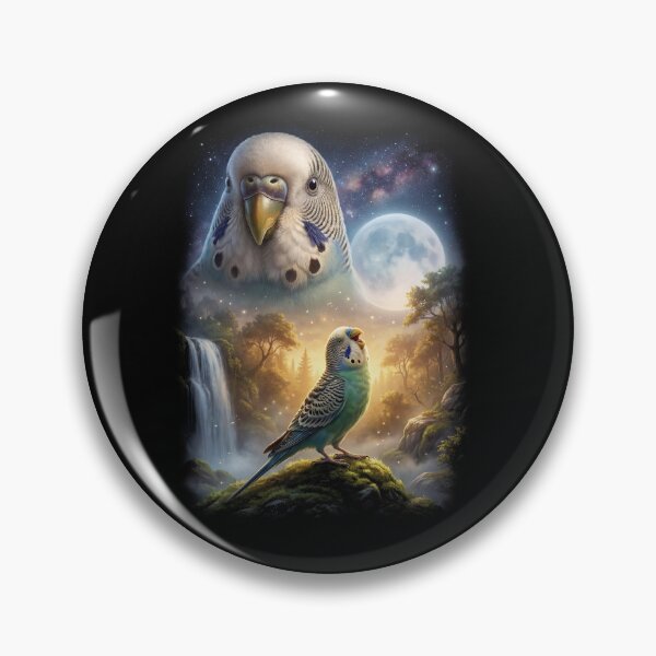 Item preview, Funny Blue Budgerigar Howling Moon Art Parrot Lover designed and sold by DoodleTortle.