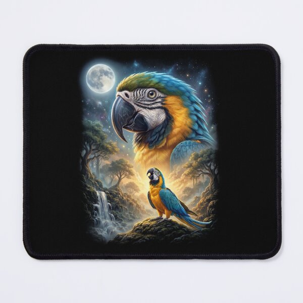 Item preview, Funny Blue and Gold Macaw Howling Moon Art Parrot Lover designed and sold by DoodleTortle.