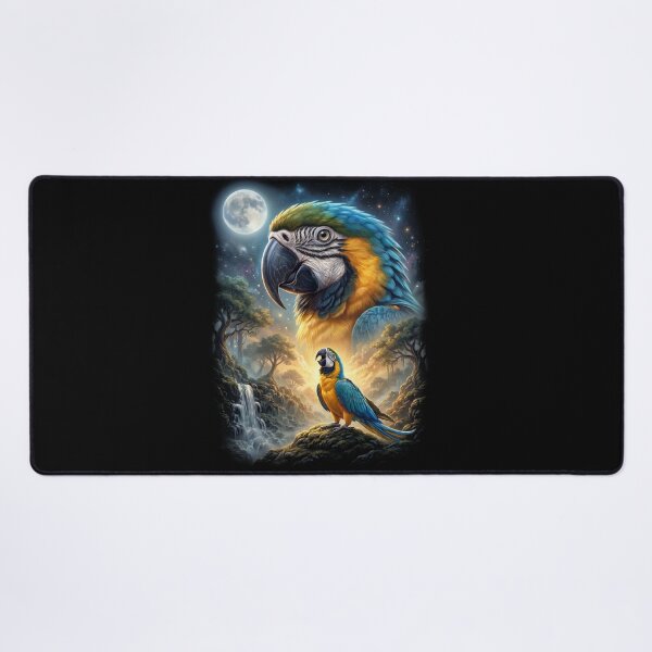 Item preview, Funny Blue and Gold Macaw Howling Moon Art Parrot Lover designed and sold by DoodleTortle.