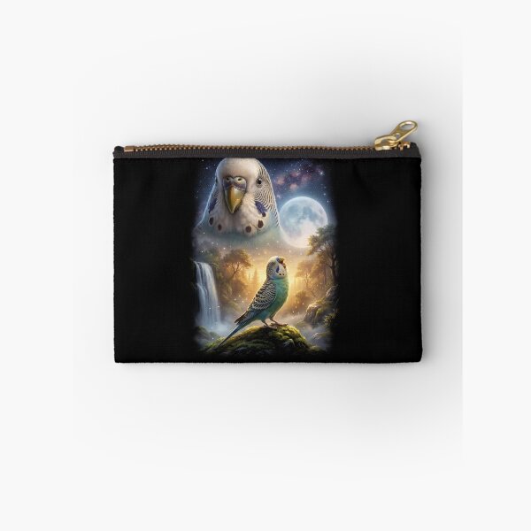 Item preview, Funny Blue Budgerigar Howling Moon Art Parrot Lover designed and sold by DoodleTortle.