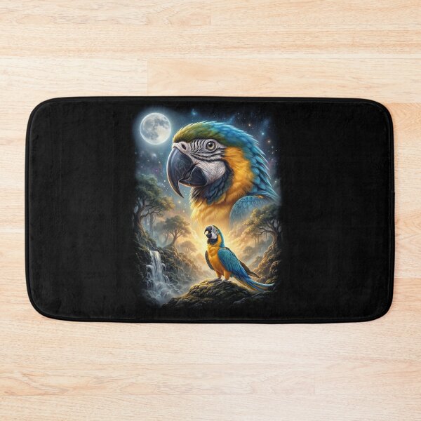Item preview, Funny Blue and Gold Macaw Howling Moon Art Parrot Lover designed and sold by DoodleTortle.