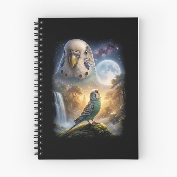 Item preview, Funny Blue Budgerigar Howling Moon Art Parrot Lover designed and sold by DoodleTortle.