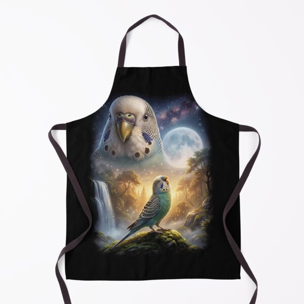 Item preview, Funny Blue Budgerigar Howling Moon Art Parrot Lover designed and sold by DoodleTortle.