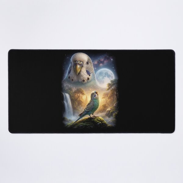 Item preview, Funny Blue Budgerigar Howling Moon Art Parrot Lover designed and sold by DoodleTortle.