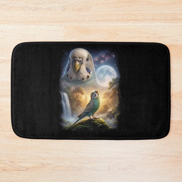 Item preview, Funny Blue Budgerigar Howling Moon Art Parrot Lover designed and sold by DoodleTortle.