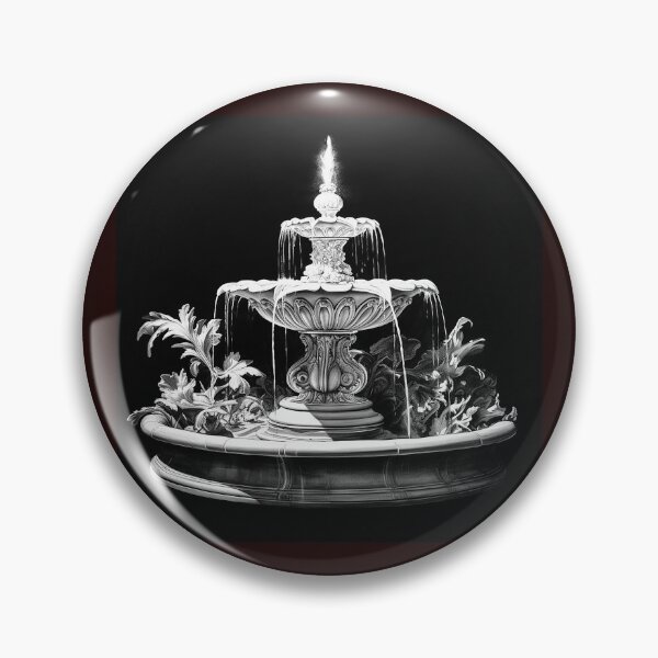 Item preview, Black and White Garden Fountain | Elegant Classical Water Feature Art designed and sold by inkoutninja.