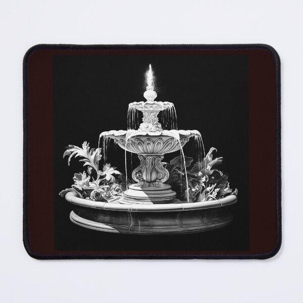 Item preview, Black and White Garden Fountain | Elegant Classical Water Feature Art designed and sold by inkoutninja.