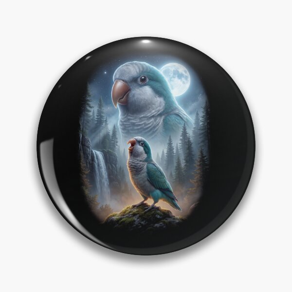Item preview, Funny Blue Green Monk Howling Moon Art Parrot Lover designed and sold by DoodleTortle.