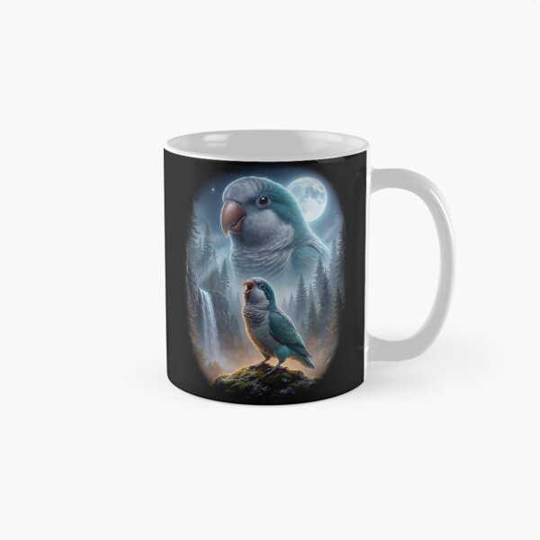 Item preview, Funny Blue Green Monk Howling Moon Art Parrot Lover designed and sold by DoodleTortle.
