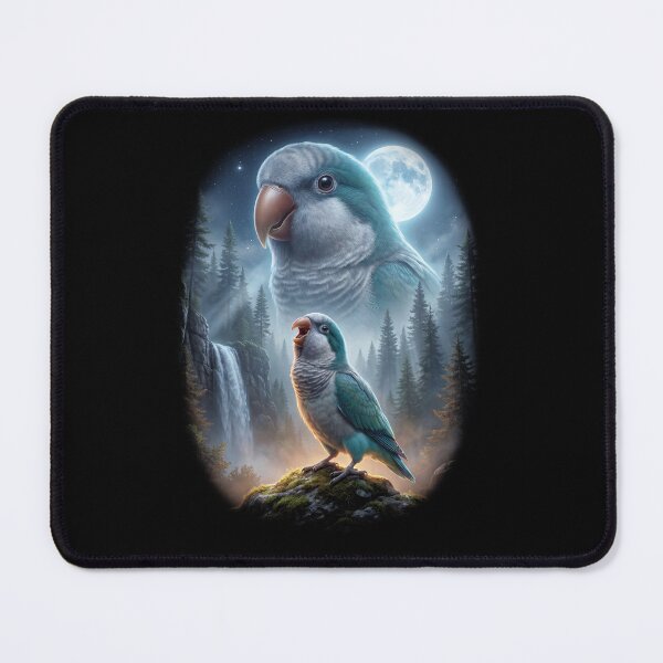 Item preview, Funny Blue Green Monk Howling Moon Art Parrot Lover designed and sold by DoodleTortle.
