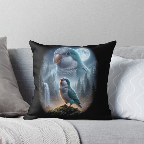 Item preview, Funny Blue Green Monk Howling Moon Art Parrot Lover designed and sold by DoodleTortle.