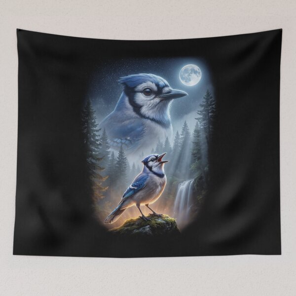 Item preview, Funny Blue Jay Howling Moon Art Bird Lover Birding designed and sold by DoodleTortle.
