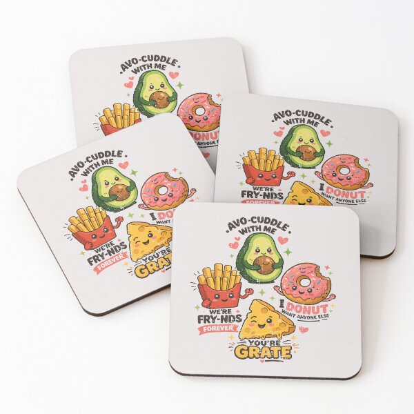 Item preview, Cute Food Pun Friends Avocado Donut Cheese Fries designed and sold by LayercraftArt.