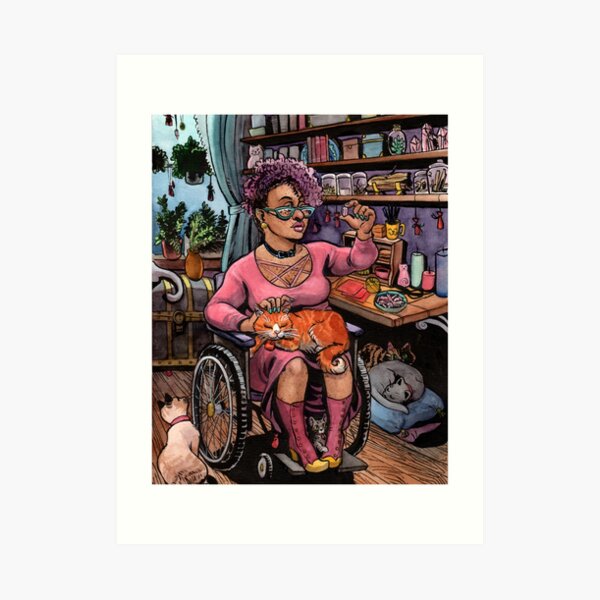 The Cat Witch in Her Studio Art Print