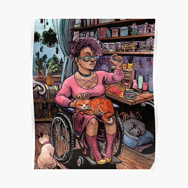 The Cat Witch in Her Studio Poster