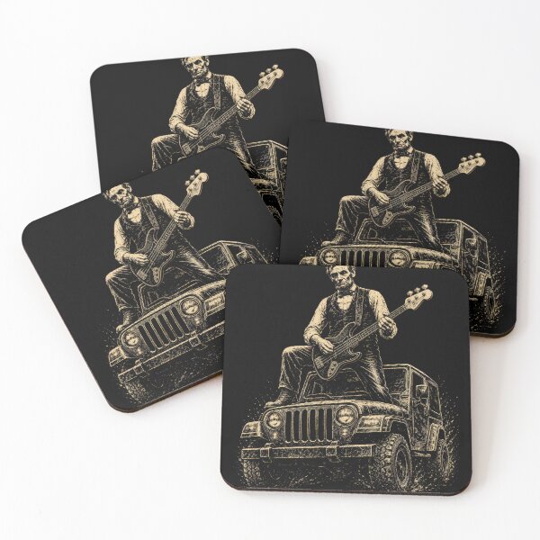 Item preview, Vintage Guitar Player on Offroad 4x4 Truck Illustration designed and sold by justinhmorton.
