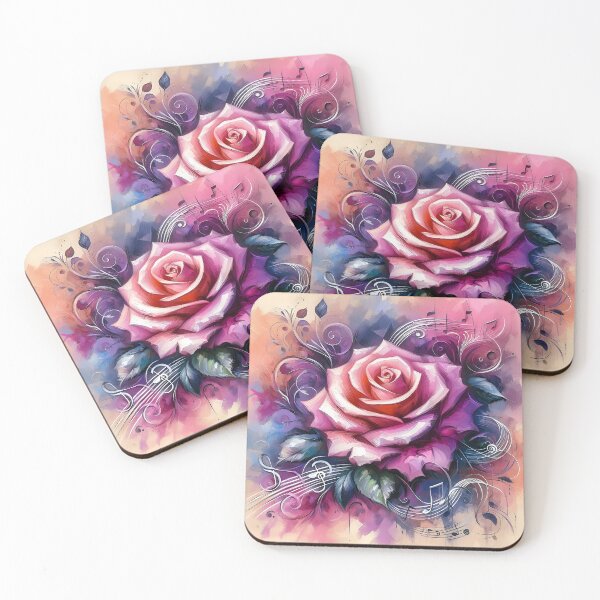 Item preview, Melodic Bloom – Abstract Rose with Musical Harmony flower in nature abstract art designed and sold by AESTHETIC-FLAIR.