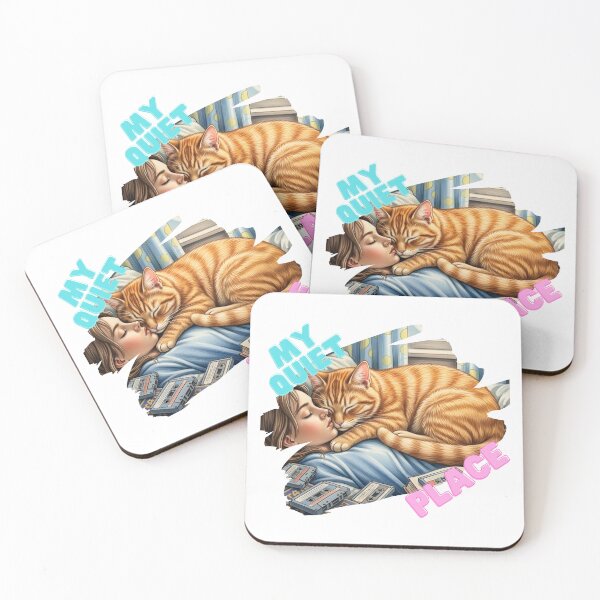 Item preview, My Quiet Place: Sleeping Girl with Ginger Cat and Cassettes designed and sold by InfinitePawBond.
