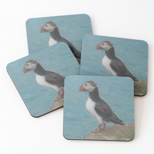 Item preview, Puffins on the Faroese Island of Mykines. Left Puffin designed and sold by ISEriksonartist.